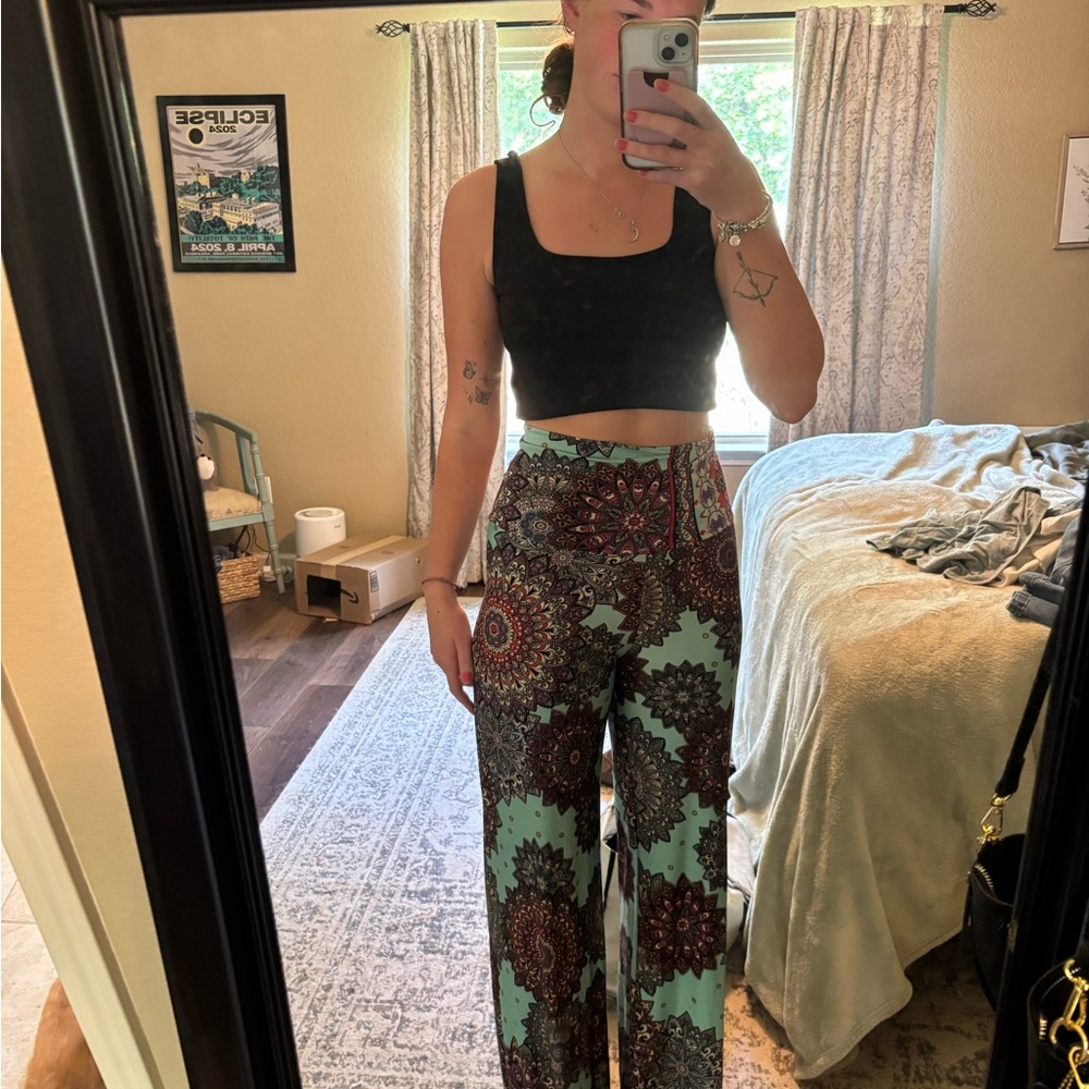 Bohemian Patterned Wide-Leg Pants